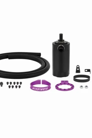 Reduced Price Mishimoto Universal Baffled Oil Catch Can Black w/ Purple Insert