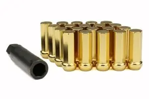 KICS Kyokugen Heptagon 42mm Closed Ended Gold Lug Nuts 12x1.25 Most Subaru Models Exclusive Offer