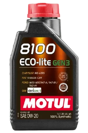 Motul 8100 0W-20 Eco-lite GEN3 Motor Oil 1L Bottle Sale