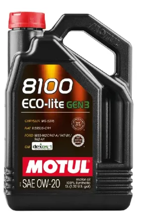 Motul 8100 0W-20 Eco-lite GEN3 Motor Oil 5L Bottle Big Sale