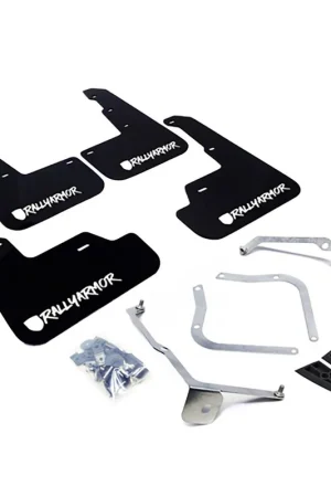 Hot Picks Rally Armor UR Mudflaps Black Urethane w/ New Era White Logo 2015-2021 WRX / 2015-2021 STI