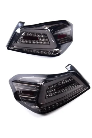 Time-Limited Spec-D Optic Style Sequential LED Tail Lights Chrome Housing w/ Smoked Lens and White Bar 2015-2021 WRX / 2015-2021 STI