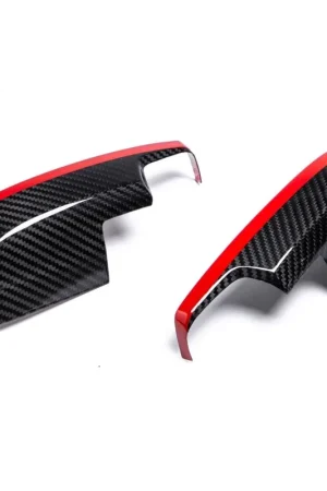 Rexpeed Gloss Carbon Lower Mirror Covers w/ Red Line 2015-2021 WRX / 2015-2021 STI Factory Price