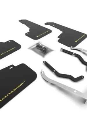 Last Chance Rally Armor UR Mudflaps Black Urethane Yellow Pearl Logo 2018-2023 Crosstrek