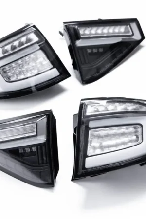 Next Day Delivery Spyder Sequential LED Tail Lights Black Housing w/ Clear Lens and White Bar 2008-2014 WRX Hatchback / 2011-2014 STI Hatchback