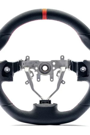 Exclusive Molded Innovations OEM Plus Style Perforated Leather Steering Wheel w/ Red Stitching and Red Stripe 2008-2014 WRX / 2008-2014 STI / 2009-2013 Forester / 2008-2011 Impreza / 2008-2009 Legacy / 2008-2009 Outback