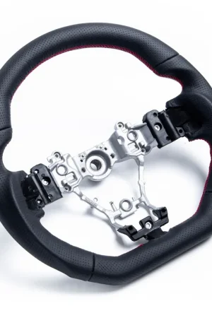 Molded Innovations OEM Plus Style Perforated Leather Steering Wheel w/ Red Double Stitch 2015-2021 WRX / 2015-2021 STI Modern