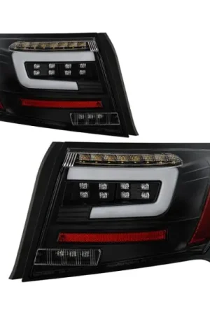Crafted Spyder Sequential LED Tail Lights Black Housing w/ Clear Lens and White Bar 2008-2014 WRX Sedan / 2011-2014 STI Sedan