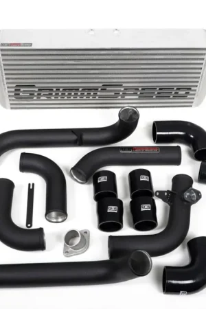 Budget Grimmspeed Front Mount Intercooler Kit Silver Core w/ Black Piping 2008-2014 WRX