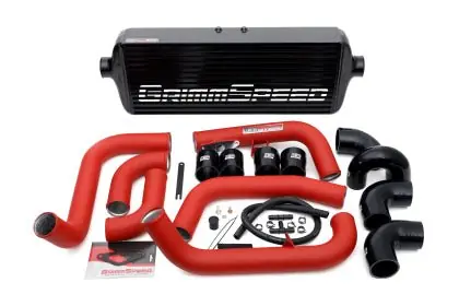 Grimmspeed Front Mount Intercooler Kit Black Core w/ Red Piping 2008-2014 STI Grab Now