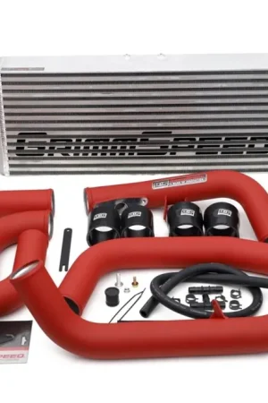 Grimmspeed Front Mount Intercooler Kit Silver Core w/ Red Piping 2008-2014 STI Instant Buy