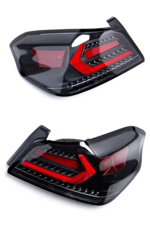 Premium Molded Innovations EVO+ Style Sequential LED Tail Lights Clear Lens w/ Black Base & Red Bar 2015-2021 WRX / 2015-2021 STI