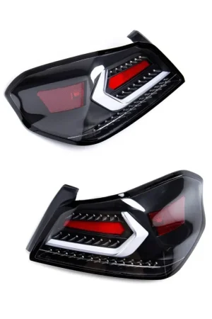 Premium Molded Innovations EVO+ Style Sequential LED Tail Lights Clear Lens w/ Black Base & White Bar 2015-2021 WRX / 2015-2021 STI