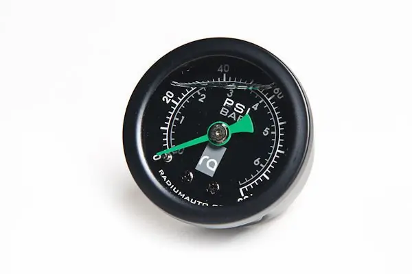 Radium Engineering Fuel Pressure Gauge 0-100psi 8AN ORB Adapter, 90deg Super Sale