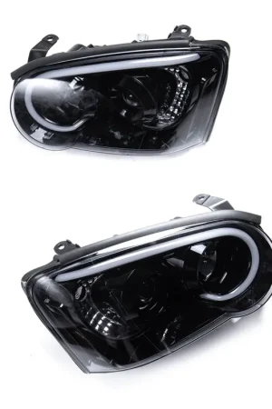 Spec-D LED Bar Style Projector Headlights w/ Gloss Black Base and Smoke Lens 2004-2005 WRX / 2004-2005 STI w/ OEM Halogen Lights Fresh Stock