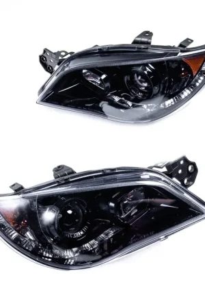 Hot Picks Spec-D LED Bar Style Projector Headlights w/ Gloss Black Base and Smoke Lens 2006-2007 WRX / 2006-2007 STI w/ OEM Halogen Lights