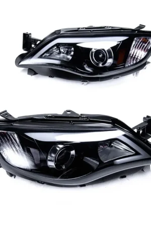 Spec-D LED Bar Style Projector Headlights w/ Matte Black Base and Clear Lens 2008-2014 WRX Halogen Models Only Sale
