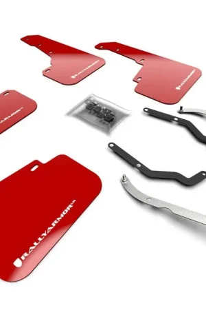 Rally Armor UR Mudflaps Red Urethane White Logo 2018-2023 Crosstrek Next Day Delivery
