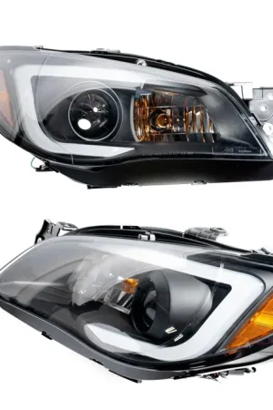 Grab Now Akkon Projector Headlights Black Base w/ Clear Lense and LED Light Bar 2006-2007 WRX Halogen Model Only