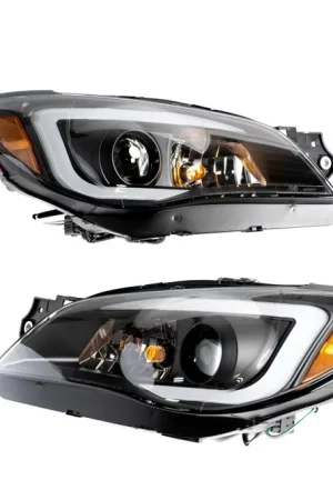 Akkon Projector Headlights Black Base w/ Clear Lense and LED Light Bar 2008-2014 WRX Halogen Model Only Don’t Miss Out