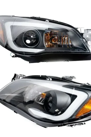 Direct From Manufacturer Akkon Projector Headlights Black Base w/ Smoke Lense and LED Light Bar 2006-2007 WRX Halogen Model Only