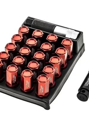 Project Kics Leggdura Racing Shell Type Lug Nut 53mm Closed-End Look 16 Pcs + 4 Locks 12X1.25 Red Most Subaru Models Special Offer