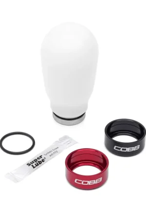 Bargain COBB Weighted Tall Shift Knob White w/ Interchangeable Base 6 Speed Subaru Models