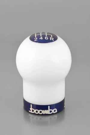 Must Have Boomba Racing 270g Weighted Delrin Shift Knob White w/ Blue Finish Most Subaru Models