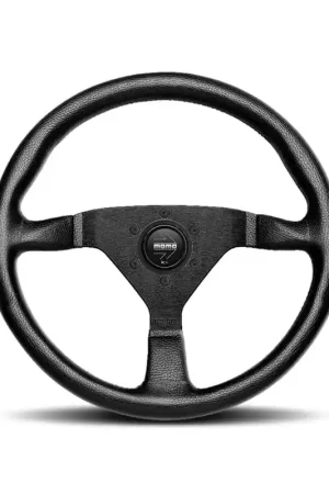 Warranty Included Momo Montecarlo Steering Wheel 350 mm - Black Leather/Black Stitch/Black Spokes