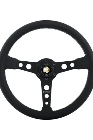 Momo Prototipo Steering Wheel 350 mm - Black Leather/Wht Stitch/Black Spokes Flash Sale