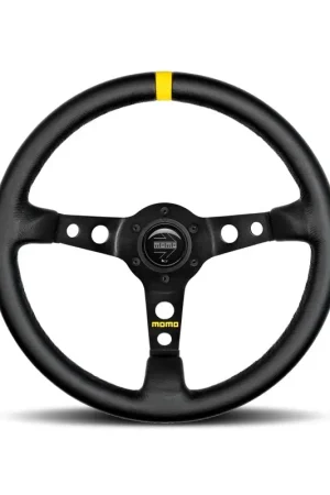 Big Sale Momo MOD07 Steering Wheel 350mm -Black Leather/Black Spokes/1 Stripe