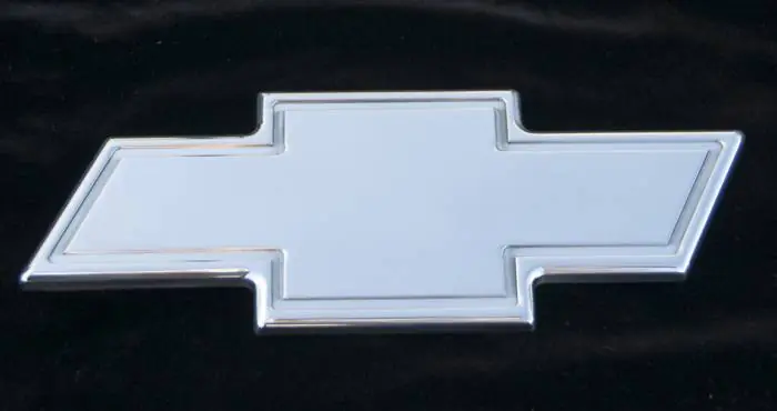 Authentic Chevrolet Avalanche T-Rex Billet Bowtie - Rear with Border - Polished - 19055
