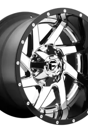 Best Choice Fuel 2PC D263 RENEGADE 8X165.1 22X10 +6 CHROME PLATED GLOSS BLACK LIP