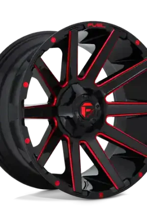 Fuel 1PC D643 CONTRA 5X139.7/5X150 20X9 +20 GLOSS BLACK RED TINTED CLEAR Handmade