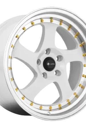 Vors VR2 5x112 18x9  +35 White Machine Lip Gold Rivet Luxury
