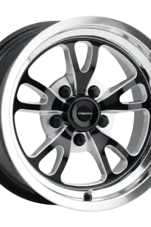 Best Seller Vision American-Muscle 149 Patriot 5x120.65 15x4-19  Gloss Black Milled Spoke Polished Lip