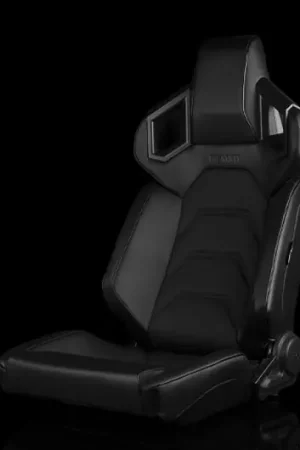 Braum Alpha X Series Sport Seats - Black & Black Stitching - Low Base Version - Universal One Day Deal