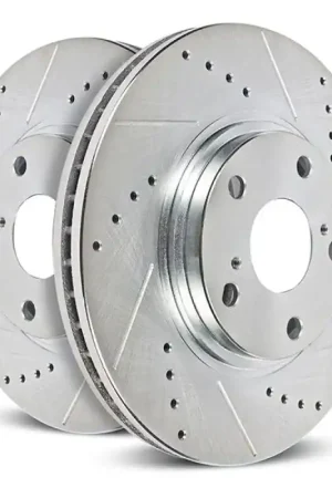 Top Pick Power Stop 23-24 Ford F-250 Super Duty Rear Left Drilled & Slotted Rotor