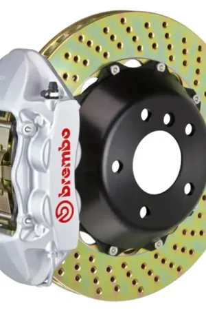New Release Brembo 08-15 Land Cruiser/LX570 Rear GT BBK 4 Piston Cast 380x28 2pc Rotor Drilled-Silver