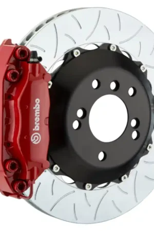 Brembo 89-98 Skyline GTR/99-01 Skyline GTR Rr GT BBK 4 Pist Cast 345x28 2pc Rotor Slotted Type3-Red Professional Grade