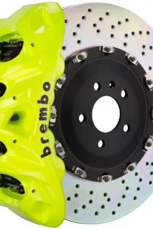 Factory Price Brembo 11-18 Cayenne Front GT BBK 8 Piston Cast 412x38 2pc Rotor Drilled- Fluo. Yellow