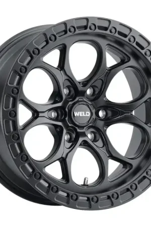 Weld 17x9 Ledge 6 6x139.7  ET00 BS 5.00 Satin BLK / Satin BLK Ring 106.1 Express Delivery