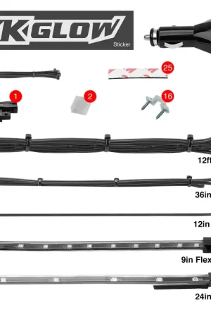 Seasonal Sale XK Glow Strip Single Color Underglow LED Accent Light Car/Truck Kit Green - 8x24In Tube + 4x8In