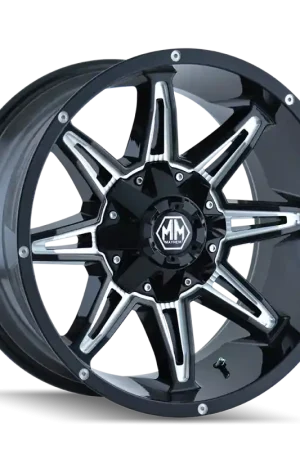 Mayhem 8090 Rampage 18x9 / 8x165.1 BP / -12mm Offset / 130.8mm Hub Gloss Black Milled Wheel Low Price
