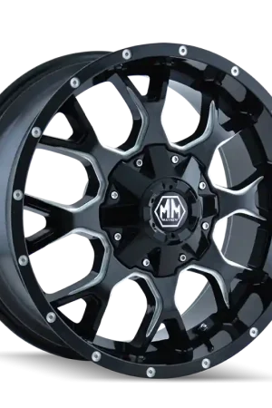 Mayhem 8015 Warrior 17x9 / 8x165.1 BP / -12mm Offset / 130.8mm Hub Gloss Black Milled Wheel Certified