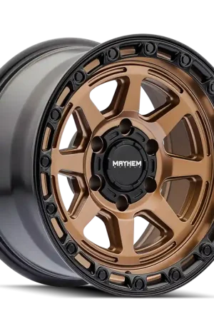 Mayhem 8306 Ridgeline 17x8.5 / 5x127 BP/ -6mm Offset / 78.1mm Hub Satin Bronze/Black Lip Wheel Bulk Order