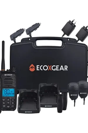 Professional Grade EcoXGear EXG500-2PK EcoXTalk 5W IP67 Waterproof Floating Handheld UHF CB Radio Deluxe Twin Pack