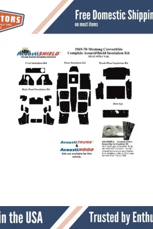Last Chance Insulation Sound Deadener Kit for 69-70 Ford Mustang Convertible Shield Complete