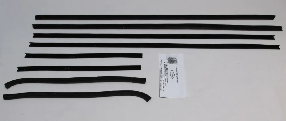 Window Feltkit Weatherstrip for 1968-1969 Ford Torino Front, Rear w/Chrome 8Pc Top Rated