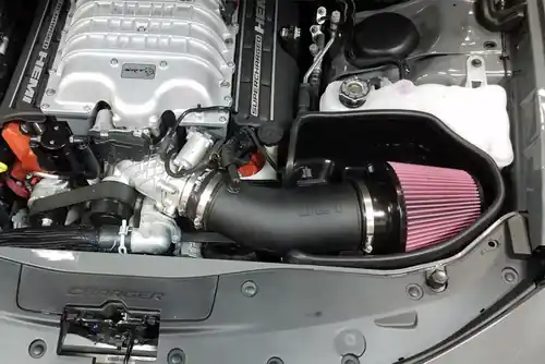 Top Rated JLT Black Textured Cold Air Intake Kit with Red Oiled Filter for 2015-2020 Dodge Charger & 2015-2018 Challenger Hellcat 6.2L - CAI-HC-15